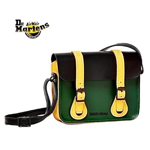 Dr. Martens Handbags - Dr. Martens Genuine Leather Croosbody bag limited edition Yellow Green black 7”
